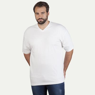 China Anti-Wrinkle Quality V-Neck Big T-Shirt Men Plain White Heavy WeightT Shirt for sale