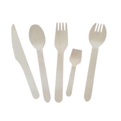 China Disposable Natural Safe Wooden Spoon Fork Knife and Design Birch Hygienic Disposable Classic Kitchen Cutlery Set for sale