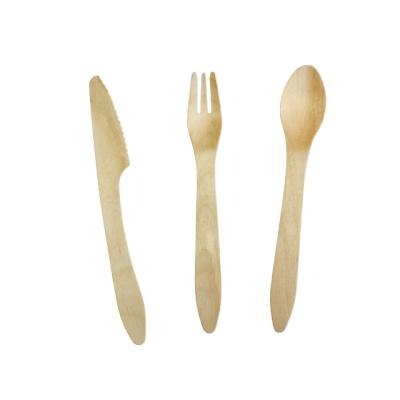 China Stocked Wooden Spoon Disposable Biodegradable Wood Cutlery Set Gift Baby Rice Honeyholder Fork Spoon Knife for sale