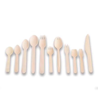 China Kitchen Disposable Wholesale Fork and Spoon Maker Wooden Cutlery Disposable Flatware Set for sale