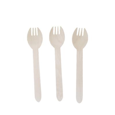 China Disposable cutlery wooden spork Christmas friend eco biodegradable long folding spoon for cooking measurement logo for custom for sale