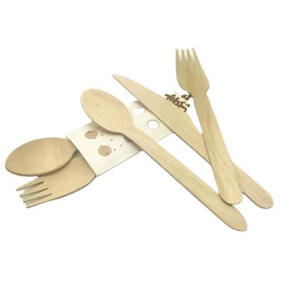 China Disposable Birchwood 6inch Eco Friendly Disposable 100% Wooden Cutlery For Parties Camping for sale