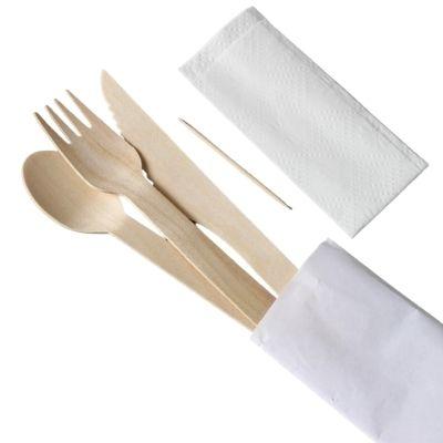 China Disposable Natural Wooden Disposable Tableware Spoon Knife Fork Biodegradable Cutlery Set For Party for sale