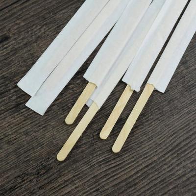 China Disposable Individual Paper Logo Wrapped Birch Stir Sticks Coffee Flavored Wooden Stirrer for sale