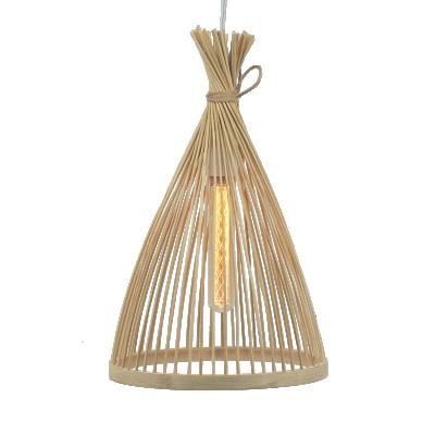 China Handmade Woven Bamboo Cage Lampshade Lamp Shade Japanese Natural Vintage Bamboo Dresser Decoration Hanging Lamp for sale