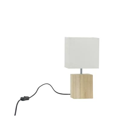 China Nordic Modern Decoration Light Square Bedroom Table Wooden Bedside Lamp for sale