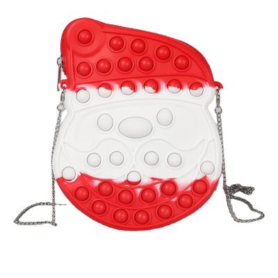 China Wholesale Cheap Xmars Santa Claus Handbag Tie Dye Silicone Snap It Bag Push Bubbles Cross - Body Handbag for Kids Ponlo en la bolsa some girls for sale