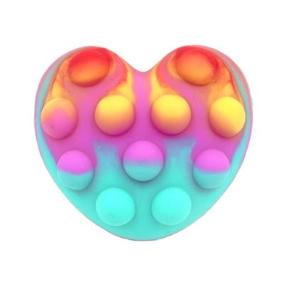 China Hot Selling Multicolor Amazon Heart Shape Silicone 3D Noise Ball Moving Person Bubble Ball Toys For Children For Relaxation for sale