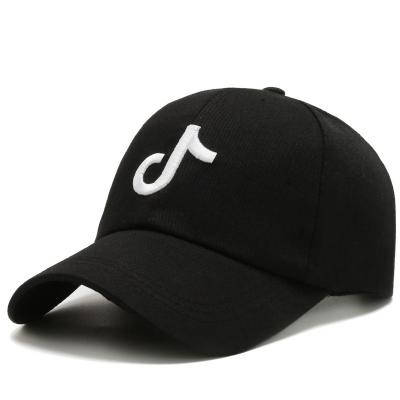 China 2021 Wholesales Summer Tik t logo ok t logo cheap COMMON black custom baseball cap custom hats for men embroidery for sale