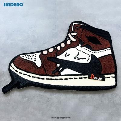 China Custom Doormat 2022 Die Cut Washable Sneaker Shape Handmade Cover Customized Rug for sale