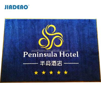 China Custom washable outdoor advertising half logo doormat sejadah entrance mat entrance door mat for supermarket for sale