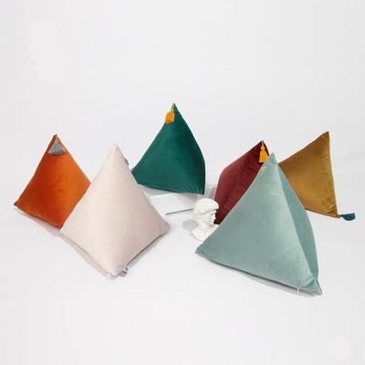 China ISS anti-static velvet triangular pyramid three-dimensional special-shaped zongzi shaped sofa living room floor cushions pillow case for sale