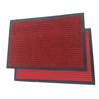 China Home Commercial Clean Scratch Free Sample Wrinkle-Resistant Red Polyester Double Stage Mat With PVC Backed For Outdoor for sale