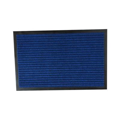 China Good Quality Washable 100% Polyester Double Ribbed Entryway Floor Mat Rugs PVC Striped Carpet for sale