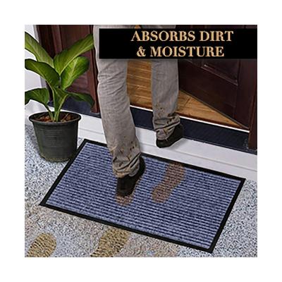 China Europe Hot Sales 100% Polyester Double Stripe Home Door Mat With Anti Slip PVC Backing For Home Entrance for sale