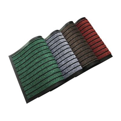 China Washable Indoor Outdoor Entrance Ribbed Polyester Floor Customized Striped Door Mat for sale