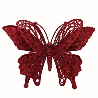 China PVC Glitter Home Decoration Flying Colorful Butterfly Glitter Clip For Festival Party for sale