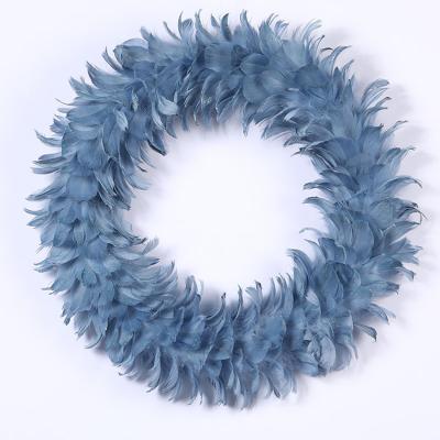 China Handicraft Creative Hanging Christmas Garland Feather Wreath Party Wall Decoration for sale