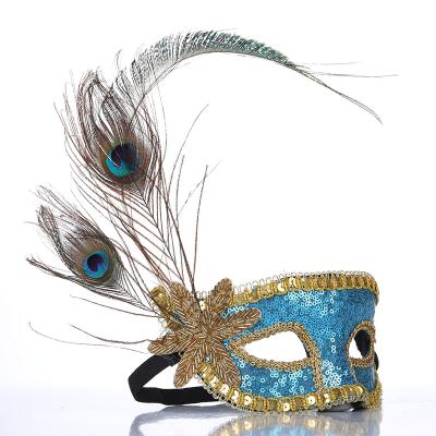 China Vibrant Atmosphere Peacock Feather Luminous Color Masquerade Charm Adjustable Facemask for sale