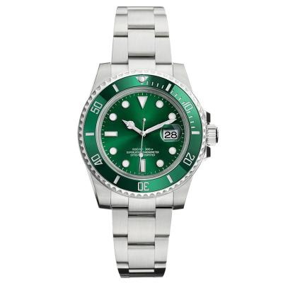 China Fashion Automatic Heavy Solid Band Stainless Steel Date Case Mens Green Dial Luxury Customized Automatic Mechanical Watches for sale