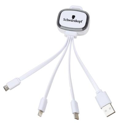 China 2A fast charging & Custom LED Promotion LED USB Cable 4 in 1 Mobile Phone Charging Cable for sale