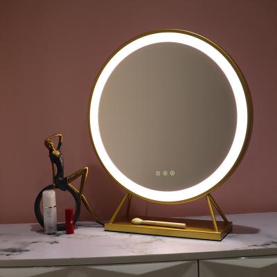 China DP226 Illuminated Table Type Round LED Mirror For Makeup Bedroom for sale