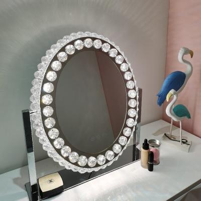 China Intelligent Round Crystal Design LED Mirror Table Lighted Type For Bathroom Bedroom for sale