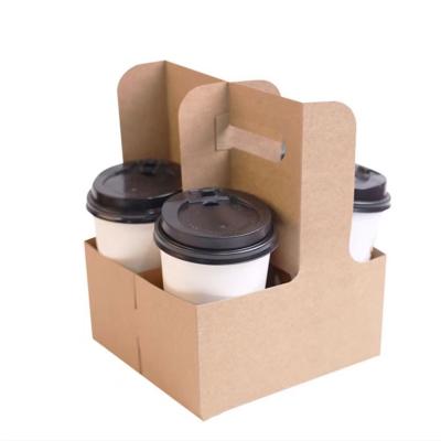 China Factory Direct Sale Recyclable Cost Effective Take Away Disposable Coffee Cup Holder With Handle for sale