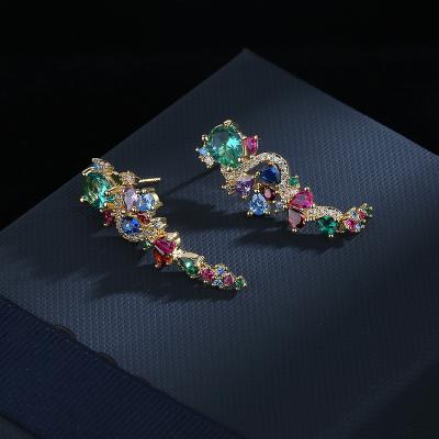 China FASHIONABLE Post Connector Natural Zircon Stud Earrings Zircon YER50270 Long Mouth Earrings Zircon Zircon YER50270 for sale