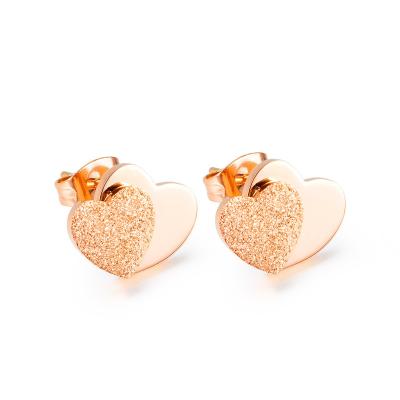 China AER10017 FASHIONABLE fashion simple love shape frosted stylish earnail heart earrings for female stud heart earring for sale