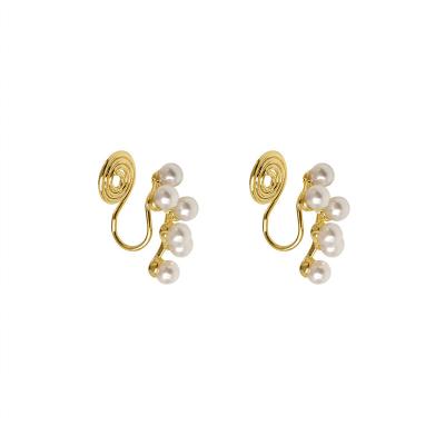 China AER10011 fashion korean brass non pierced clip on stud earings vintage jewelry removable ear cuff circles bead clip earrings for women for sale