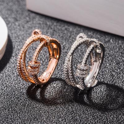 China ERW20022 CLASSIC gold diamond rings for women screw ring diamonds american diamond rings women for sale