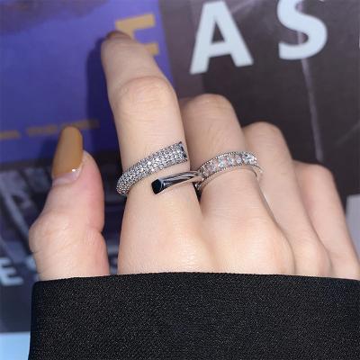 China MRW30013 TRENDY Zircon ring fashion design super bling flash simple index finger female adjustable rings for women for sale