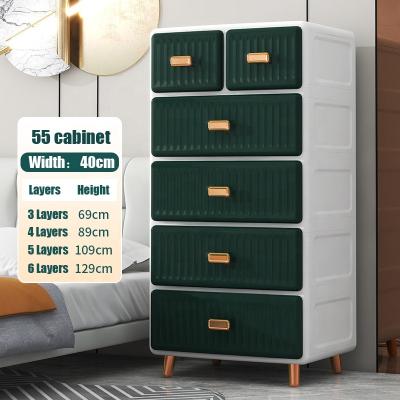 China Modern 55 cm Width Good Quality PP Plastic Drawer Storage Cabinet European Drawer Type Storage Cabinet Baby Wardrobe Sorting Box for sale