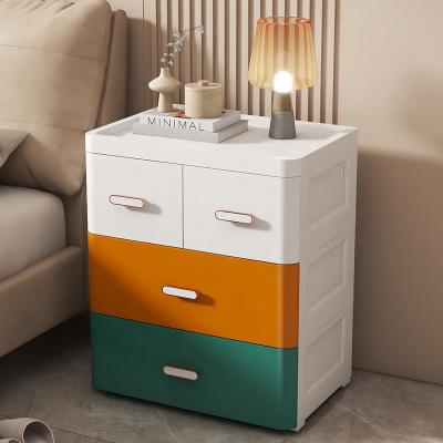 China Modern 48 CM Drawer type storage cabinet plastic baby wardrobe Colorful  PP with wheels for living room storage drawer for sale