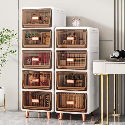 China Modern Modern Home Furniture Transparent Living Room Children Plastic Drawer Storage Cabinet Plastic Baby Cupboard for sale