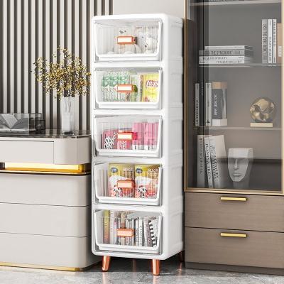 China Modern 35CM 3-6  Layer living room transparent plastic storage organizer box Multi-functional save space plastic storage cabinet for sale