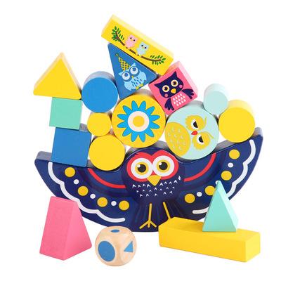 China Toy Kids Educational Shape Matching Educational Stacking Balance Toys Owl Wooden Animal Children Balance Game Block For for sale