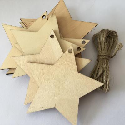 China Europe Wooden Cutout Star Shaped Wood Pieces Craft DIY Gift Tags for sale