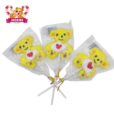 China Normal Hot Sale 35g Cute Bear Animal Shaped Marshmallow Candy Lollipop for sale