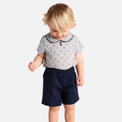 China ENGLAND NAME 2022 Summer Baby Boy Clothing Set Boutique Kids EID Clothing Suit Cotton Shirt Spanish Navy Shorts Birthday Party Outfits for sale