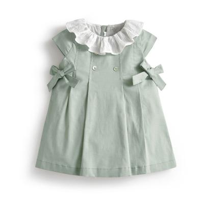 China Summer Breathable Spanish Toddler Dress Boutique Babies Girls Sleeveless Light Green Spain Boutique Dresses Clothes Wholesale for sale