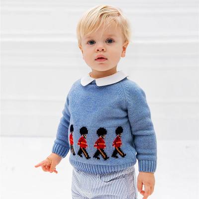 China Factory Wholesale Infant Knits Embroidery Pullover Tops Soldier Knitted Breathable Baby Boy Sweaters Clothes Ready To Ship for sale