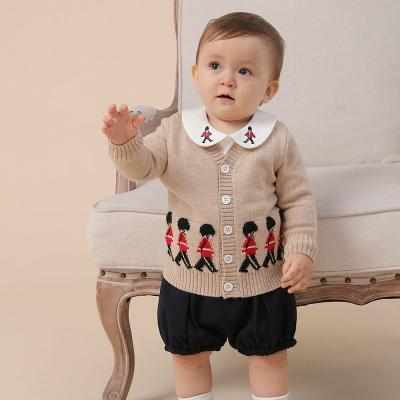 China Toddler Knitted Soldier Breathable Embroidery Cardigan Infant Autumn Winter Knitwear Jumper Clothes Boutique Clothing Baby Boy's Sweaters for sale