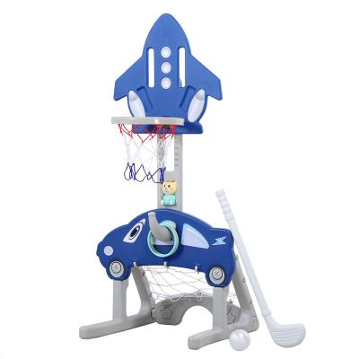 China Plastic Indoor Outdoor 4 in 1 Toddler Basketball Soccer Play Set Sport Activity Basketball Hoop for Kid Boy for sale