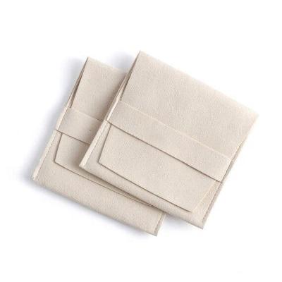 China Custom Logo Printed Small Envelope Flap Package Pouch And Box 8X8Cm Luxury Gift White Suede Jewelry Bag for sale