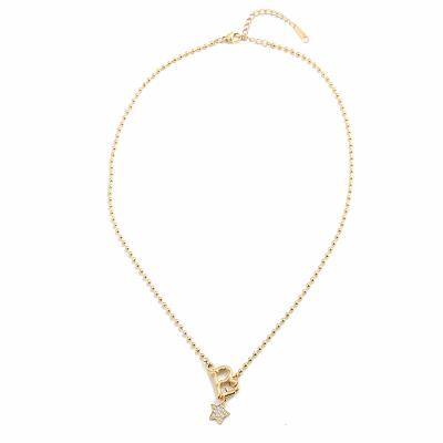 China Advance Eco-friendly And Nickel Plating Simple Pearl Letter B Star Gold Zircon Necklace Anti-allergic Simple Jewelry For Women for sale