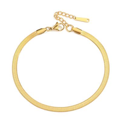 China New Arrival Lead Free Nickel Tarnish Free Gold Plated Stainless Steel Bracelet Snake Chain Anklet For Women Fashion Jewelry for sale