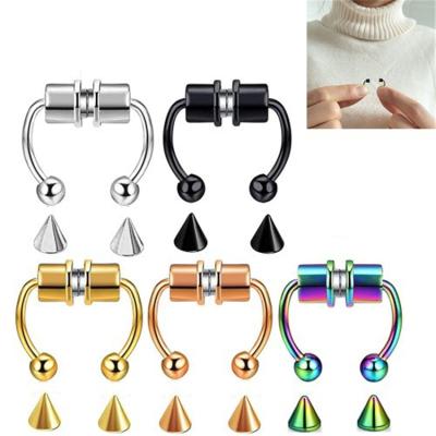 China FASHION Fashion Ring Magnetic Fake Nose Ring Magnetic Stainless Steel Nose Ring No Piercing Jewelry for sale