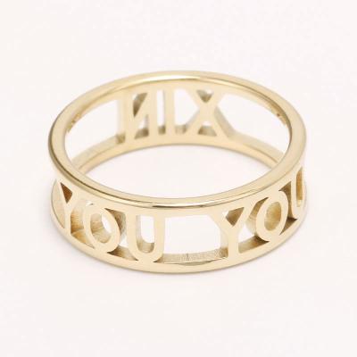 China Roman Numerals Date Anniversary Ring Custom Made Environmentally Friendly Personalized Numeral Ring Jewelry for sale